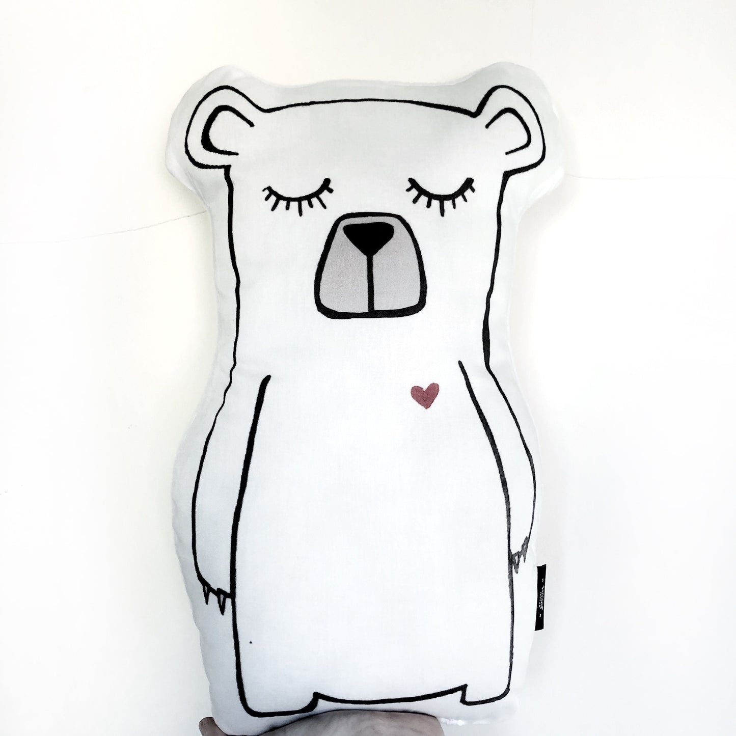 White Bear with Red Heart - Plush Pillow