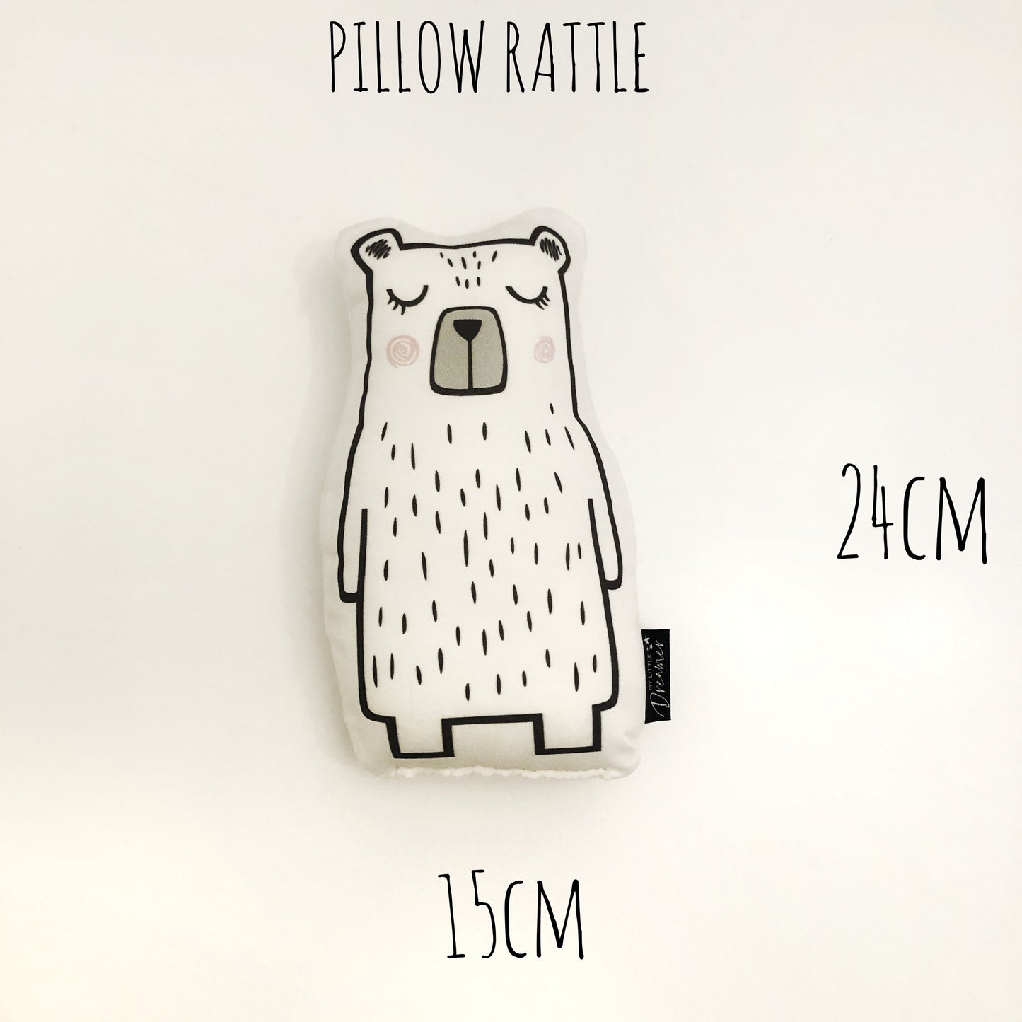 Rattle - White Bear - Plush Pillow