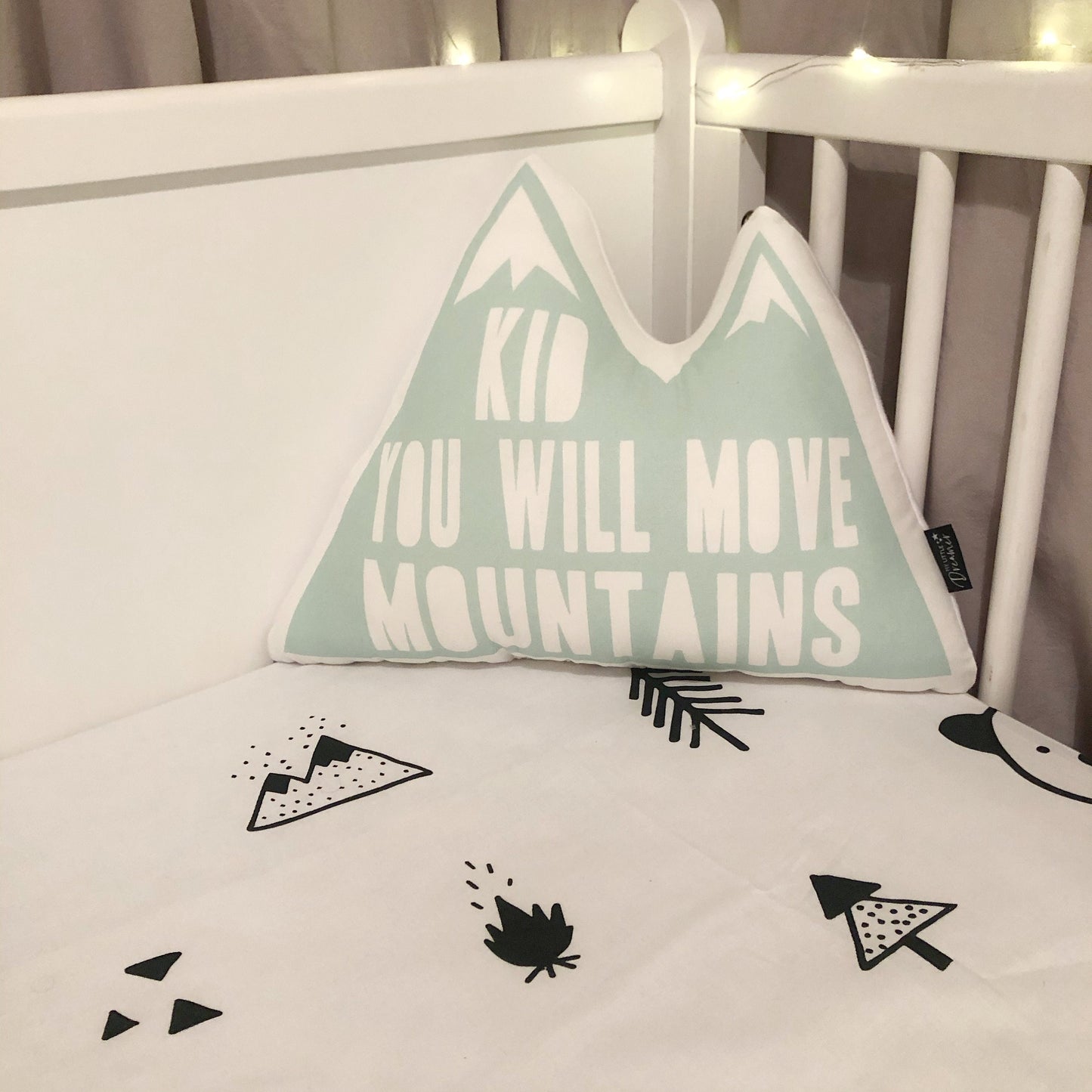 'Kid You Will Move Mountains' - Plush Pillow - Mint