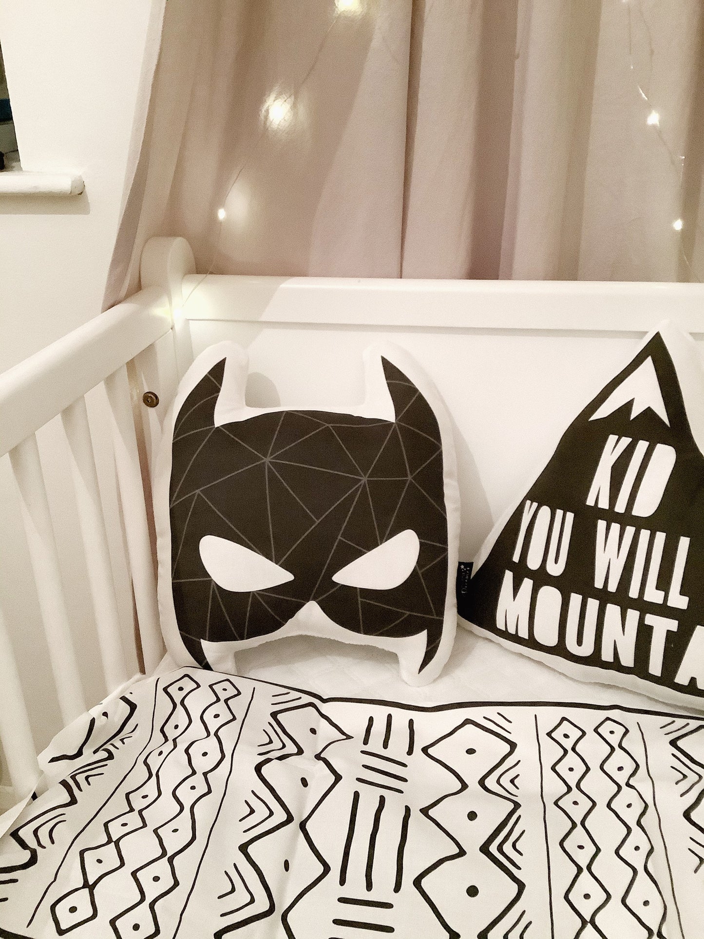 Nursery Cushion, Bat pillow, Plush Bat, Monochrome Pillow, Children's Room Decor, Gift for Kids, Monochrome nursery, baby gifts