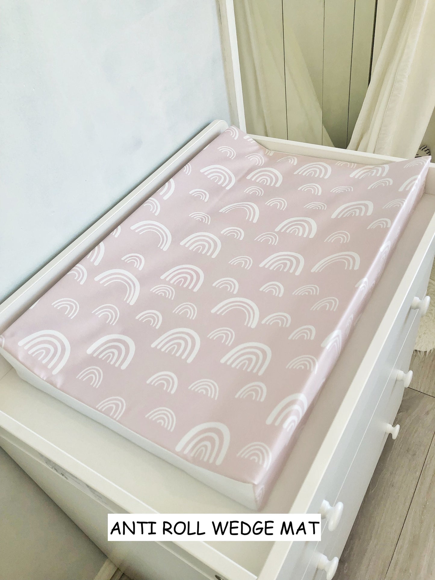 Pink & White Rainbows - Baby Changing Mat