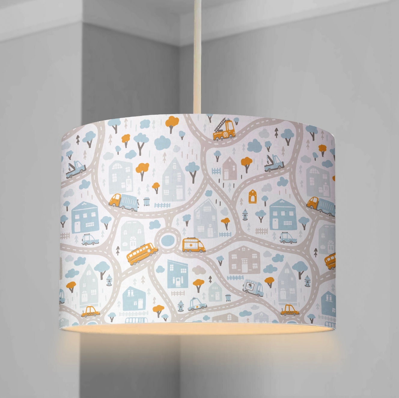 City Map with Roads - Lampshade