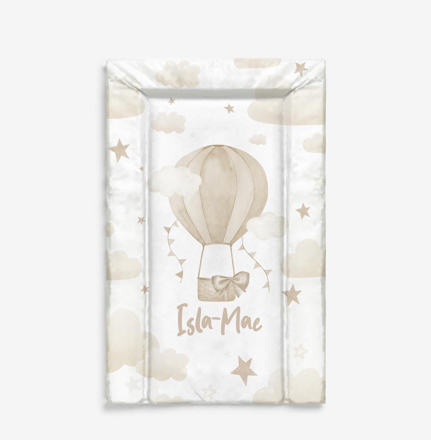 Personalised Hot Air Balloon - Beige, - Baby Changing Mat
