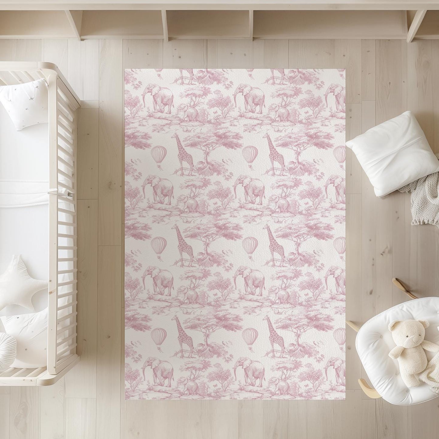 Safari Chinoiserie Toile de Jouy, Pink - Rug