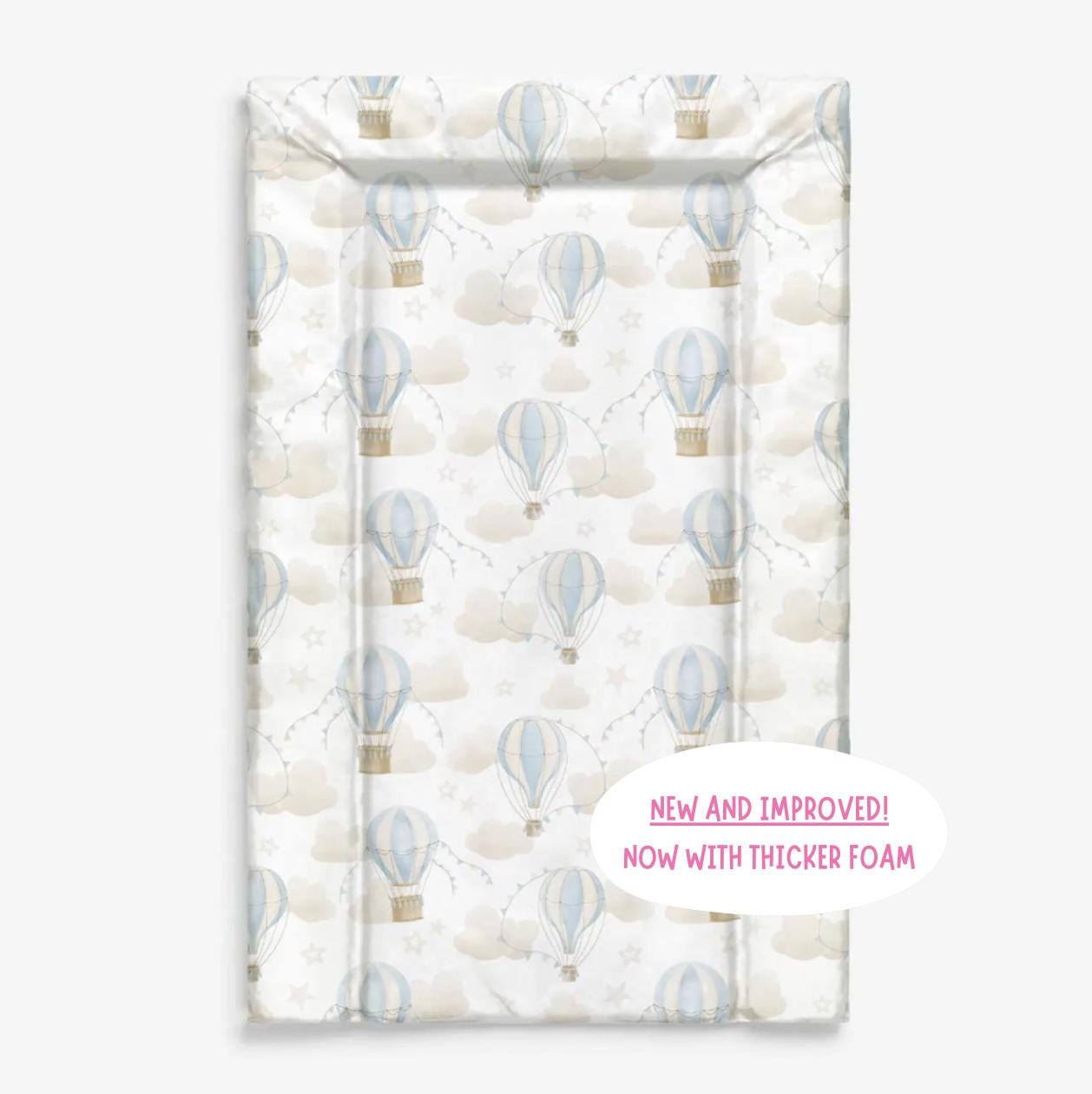 Multiple Hot Air Balloons, Blue - Baby Changing Mat