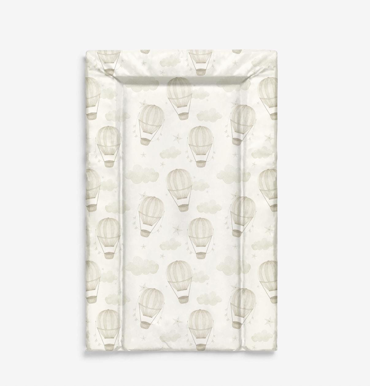 Baby Changing Mat - Fade Hot Air Balloon Beige JLR, Nappy Changing Mat, Waterproof Mat, Baby Gift, Wedge Changing Mat, Neutral Nursery Decor