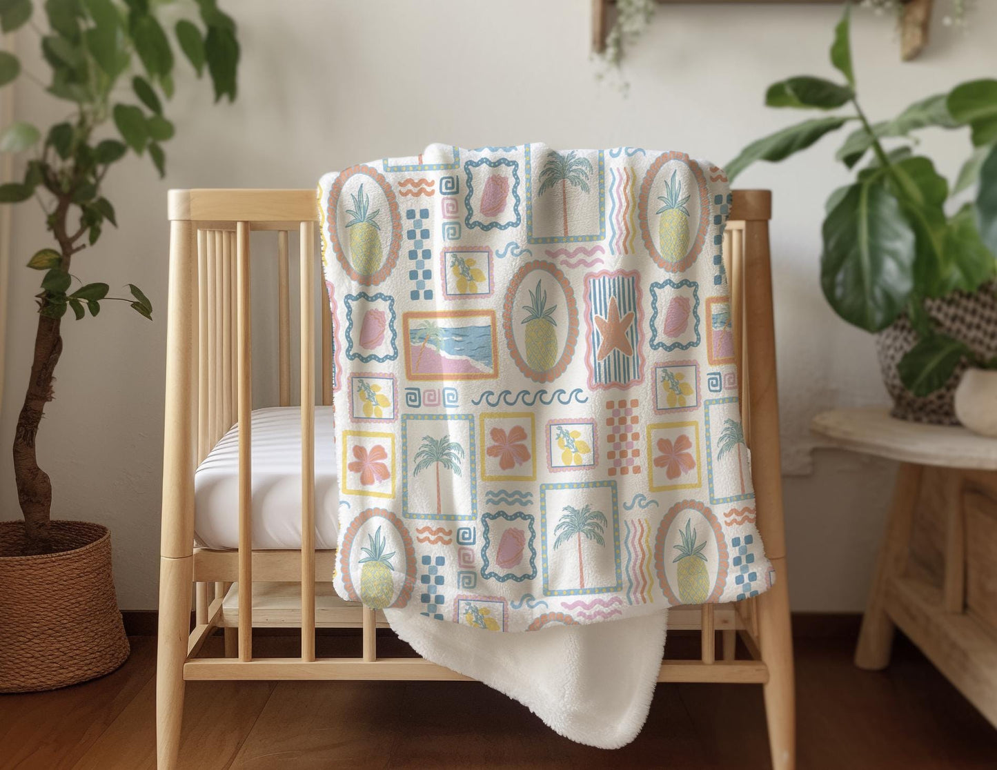 Frames - Summer, Sherpa Fleece Blanket, Decor, Kids Bedding, Blankets, Children's, Seaside Frames, Beach warmth, Fleece Blanket
