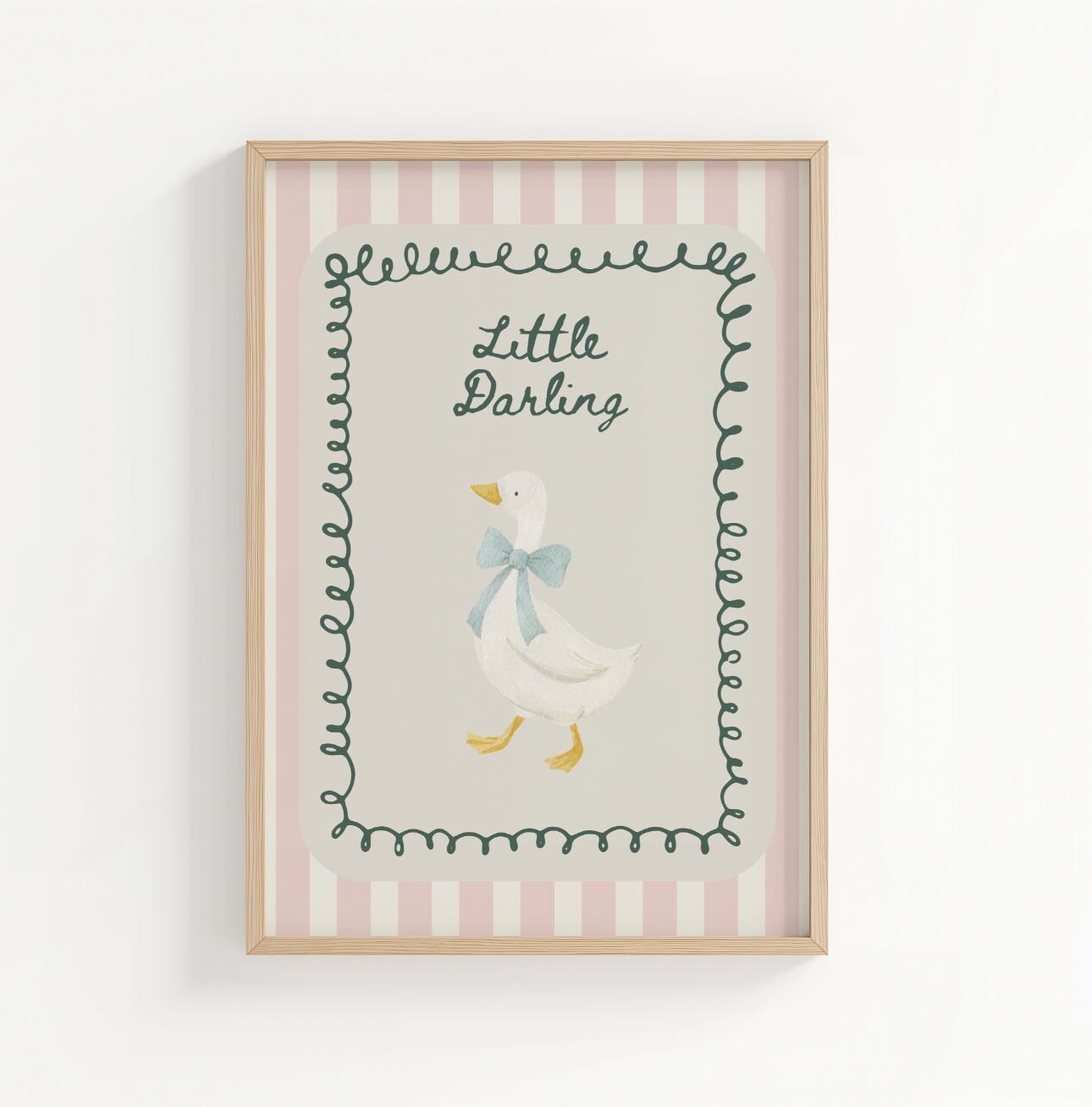 Little Darling Goose Print, Cute, Sweet Wall Prints, Bedroom Prints, Nursery Prints, Play Room Prints, Home Decor, Wall Poster, Home Decor