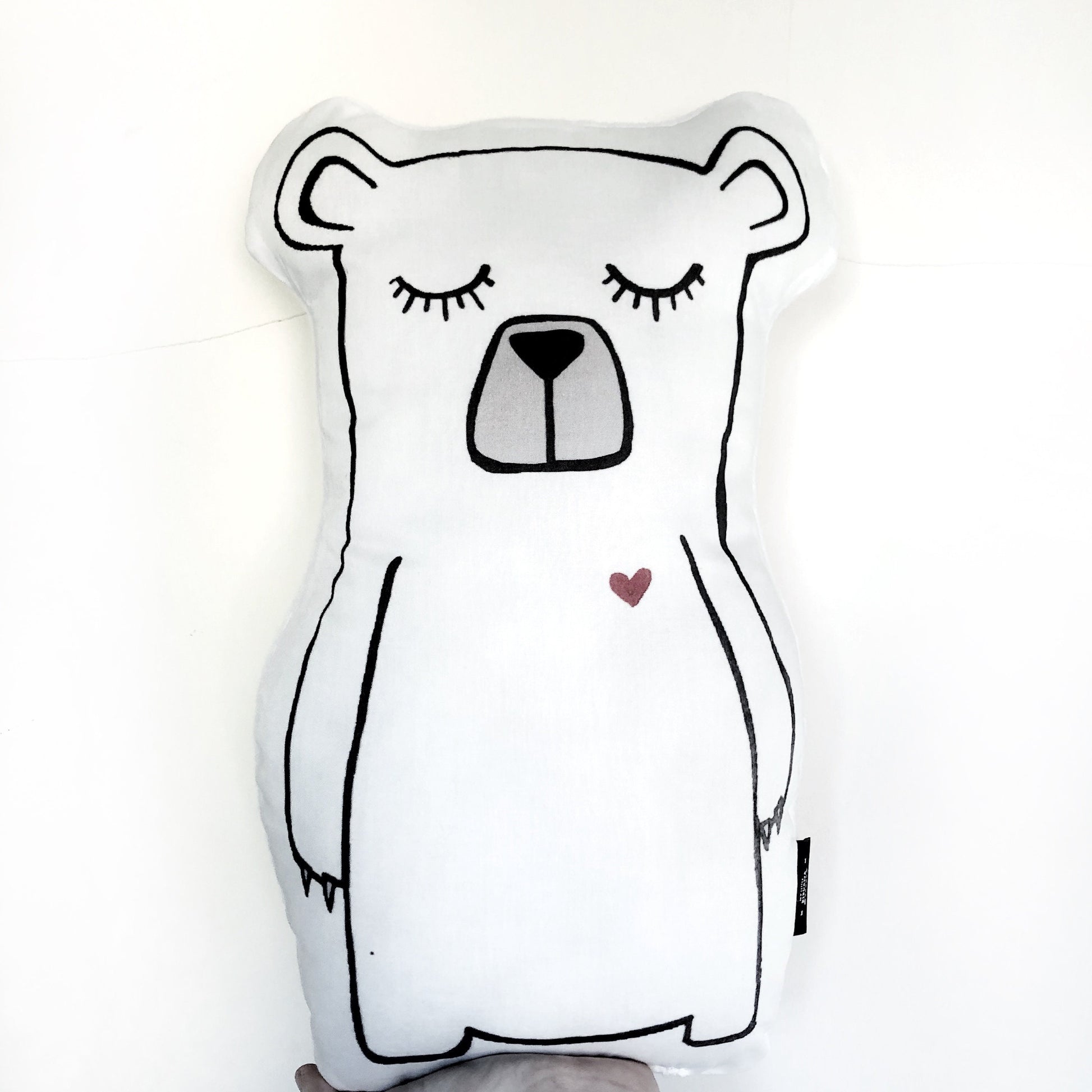 White Bear with Red Heart - Plush Pillow