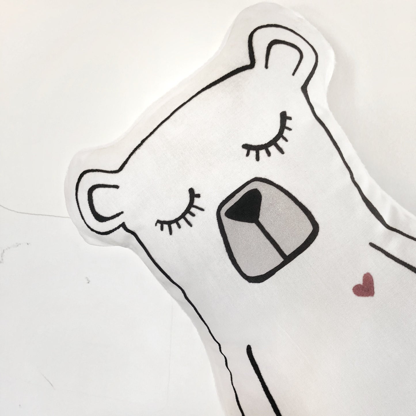 White Bear with Red Heart - Plush Pillow
