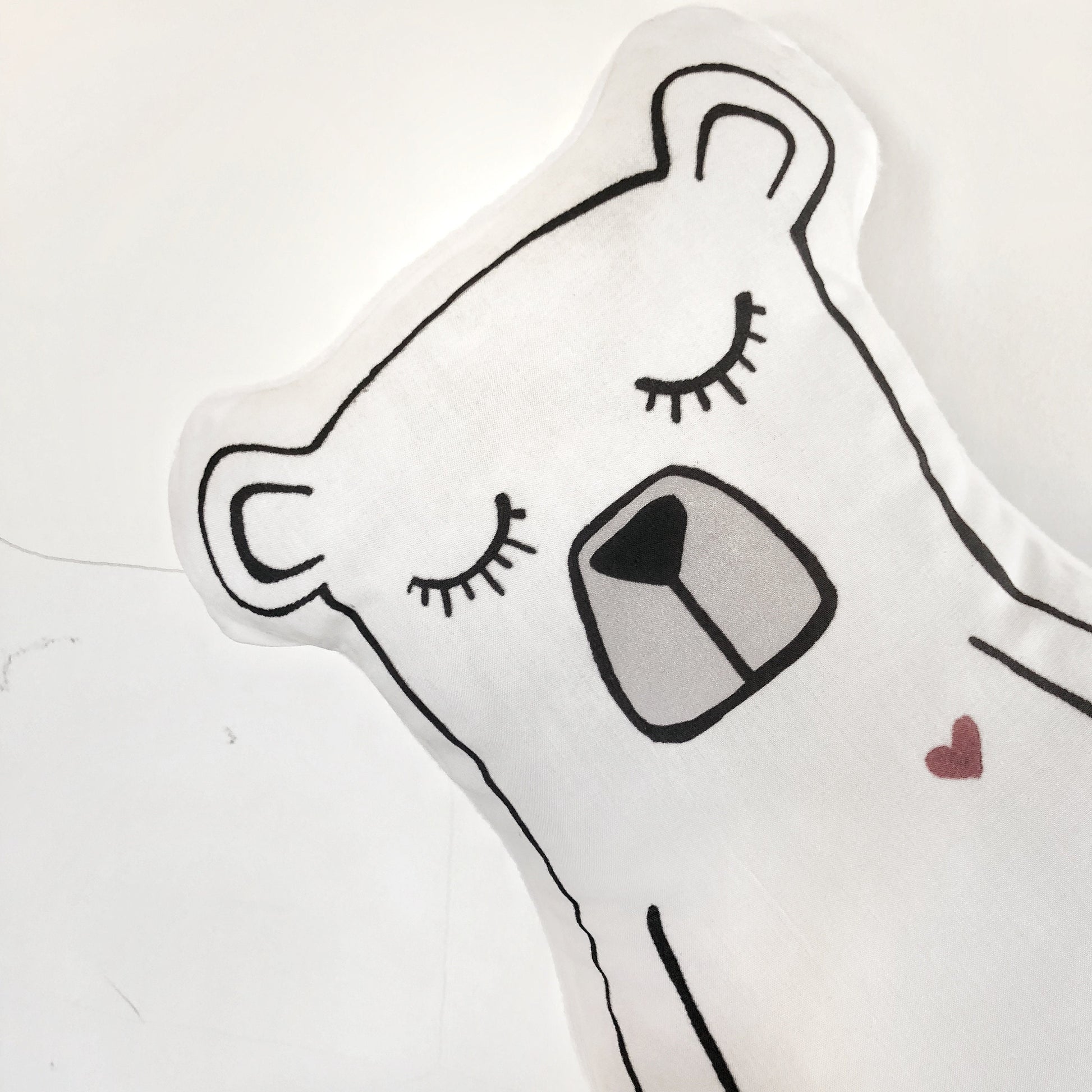 White Bear with Red Heart - Plush Pillow