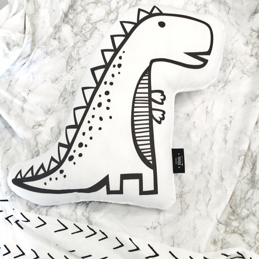 Monochrome Dinosaur - Plush Pillow