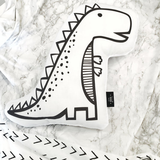 Monochrome Dinosaur - Plush Pillow