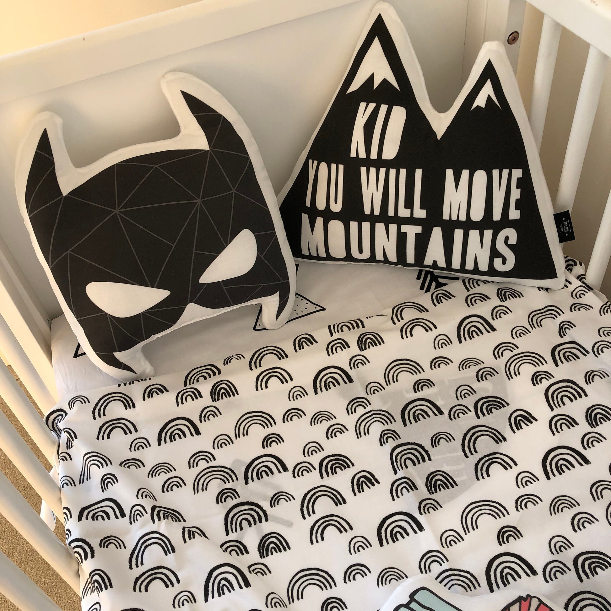 Nursery Cushion, Bat pillow, Plush Bat, Monochrome Pillow, Children's Room Decor, Gift for Kids, Monochrome nursery, baby gifts