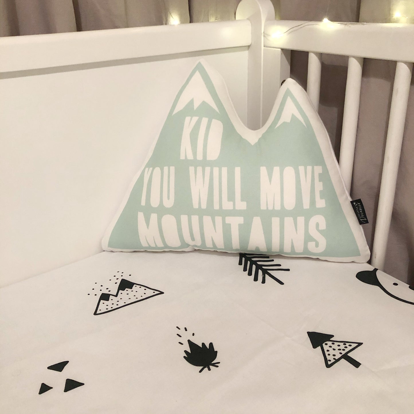 'Kid You Will Move Mountains' - Plush Pillow - Mint