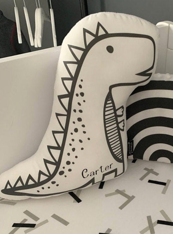 Monochrome Dinosaur - Plush Pillow