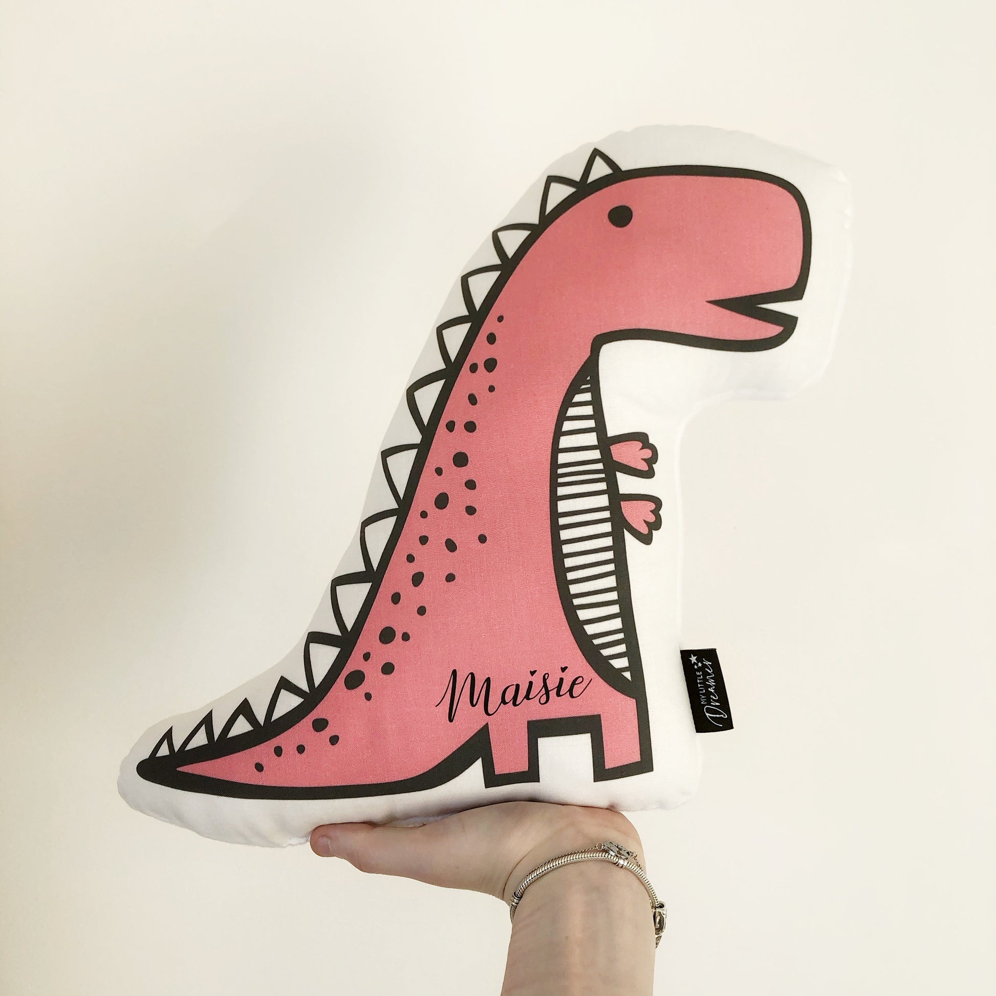 Dinosaur, Pink - Plush Pillow