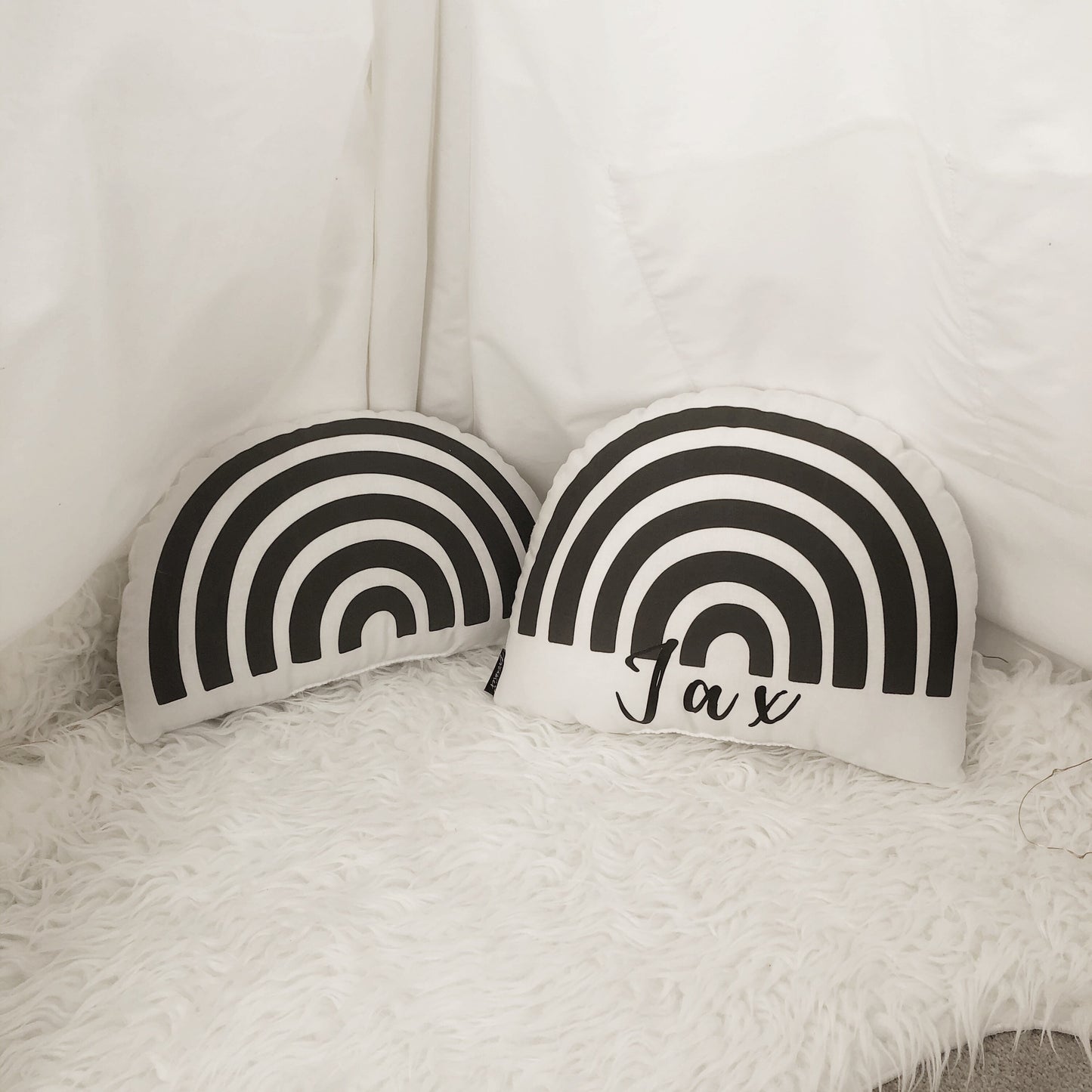 Rainbow - Plush Pillow - Black and White