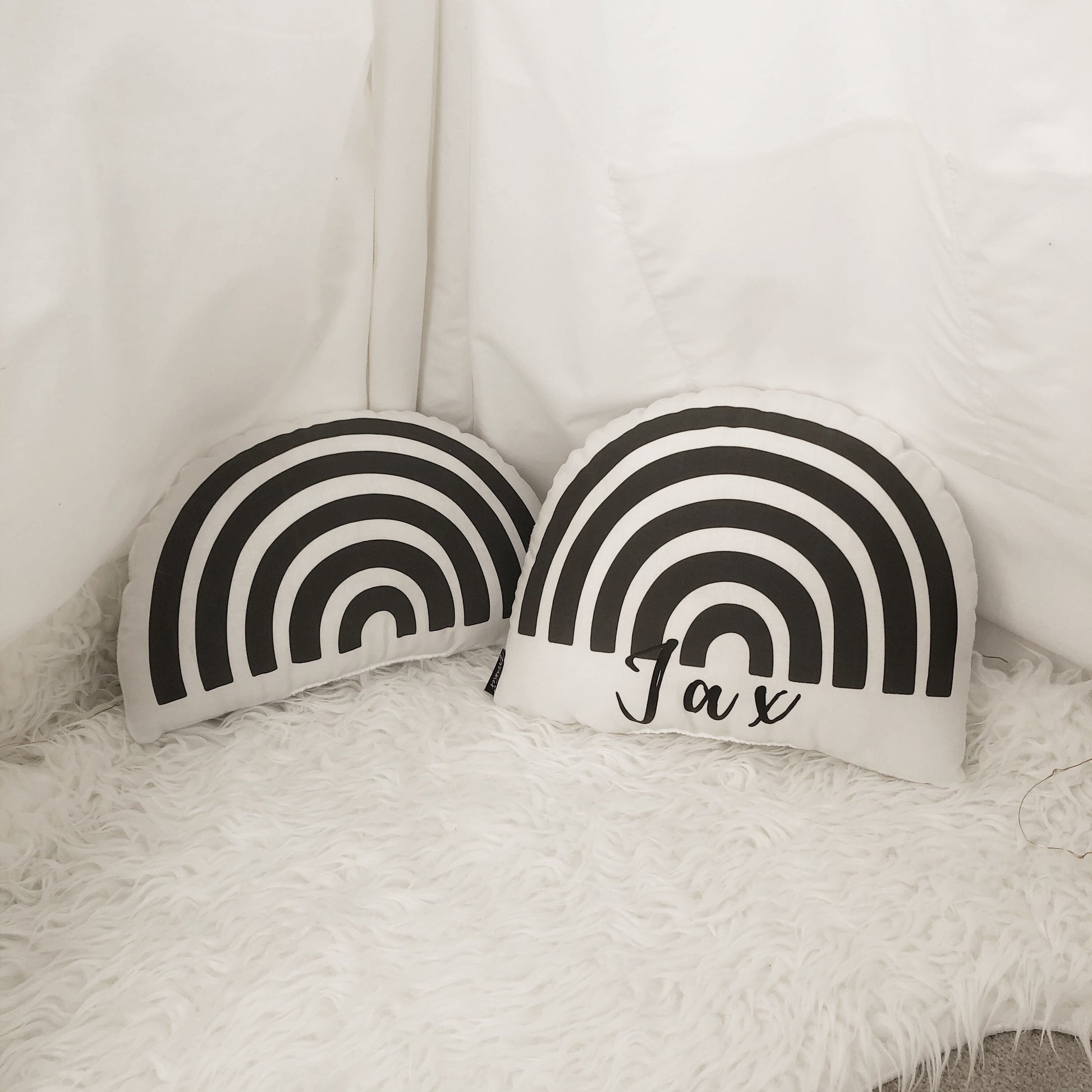 Rainbow - Plush Pillow - Black and White