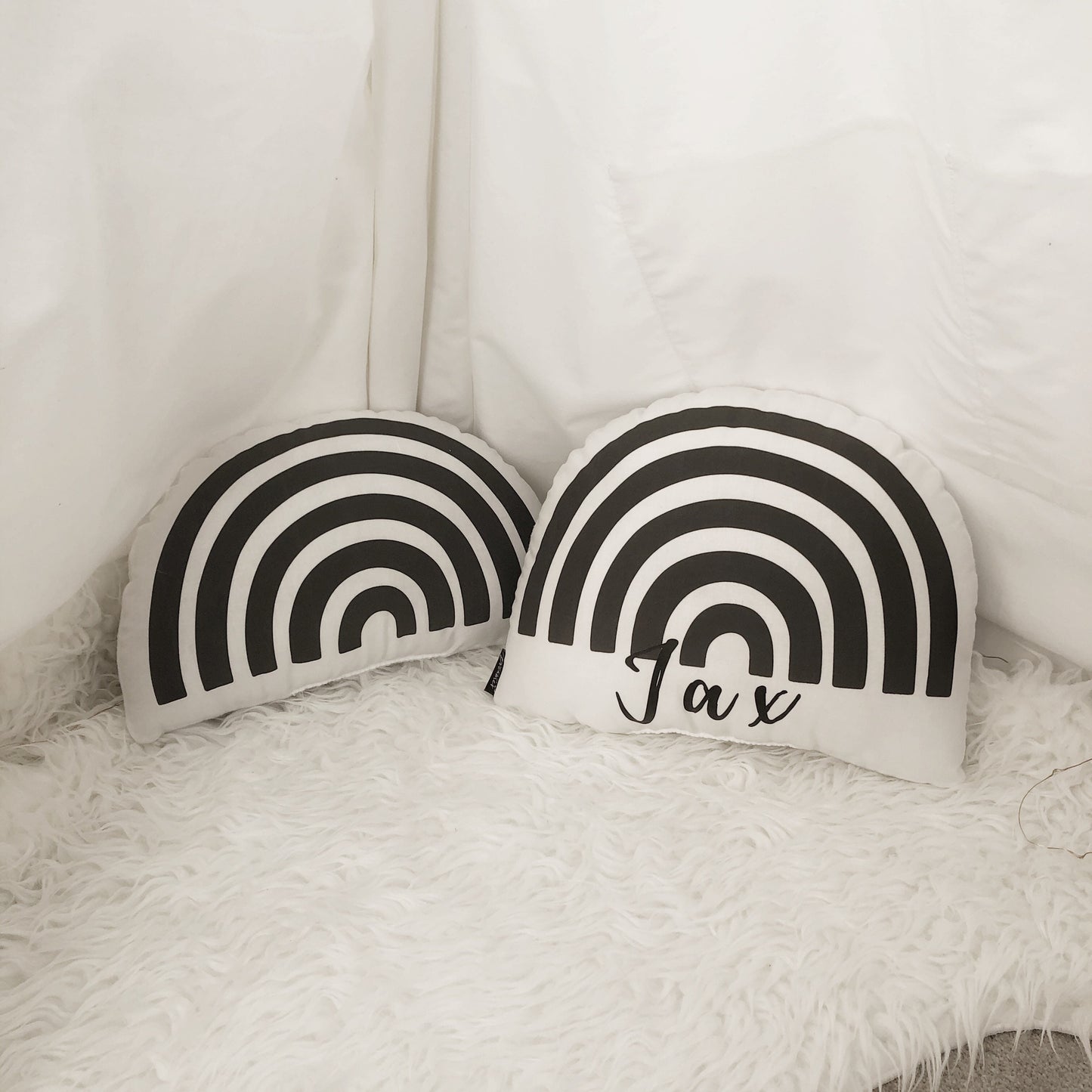 Rainbow - Plush Pillow - Black and White