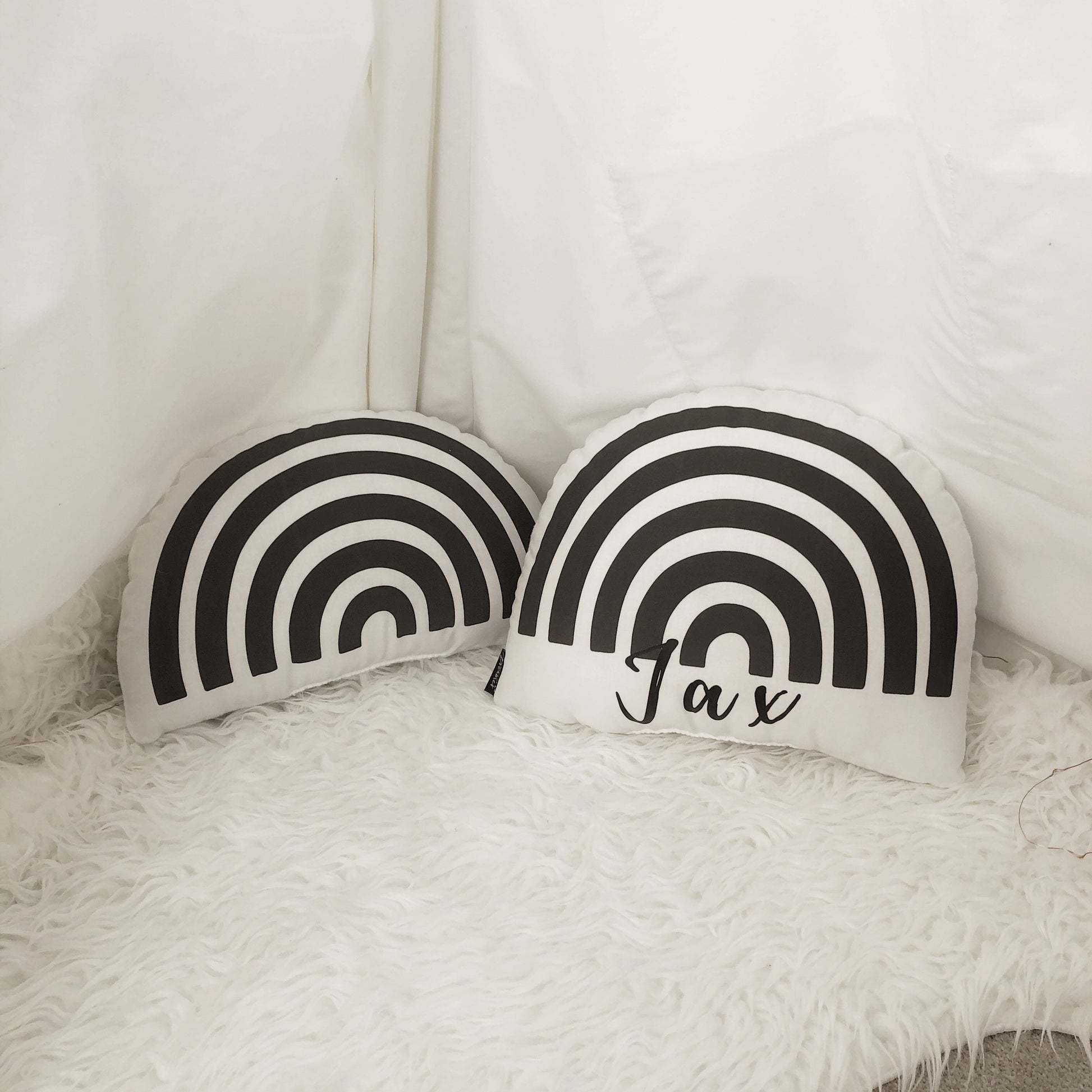 Rainbow - Plush Pillow - Black and White