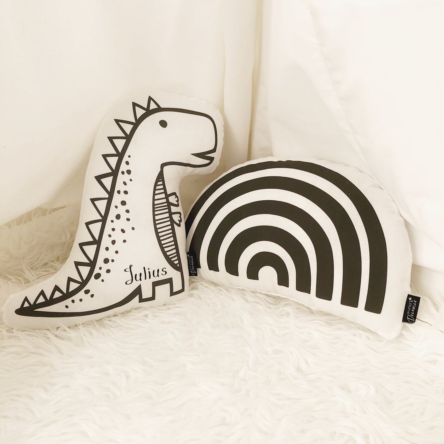 Monochrome Dinosaur - Plush Pillow