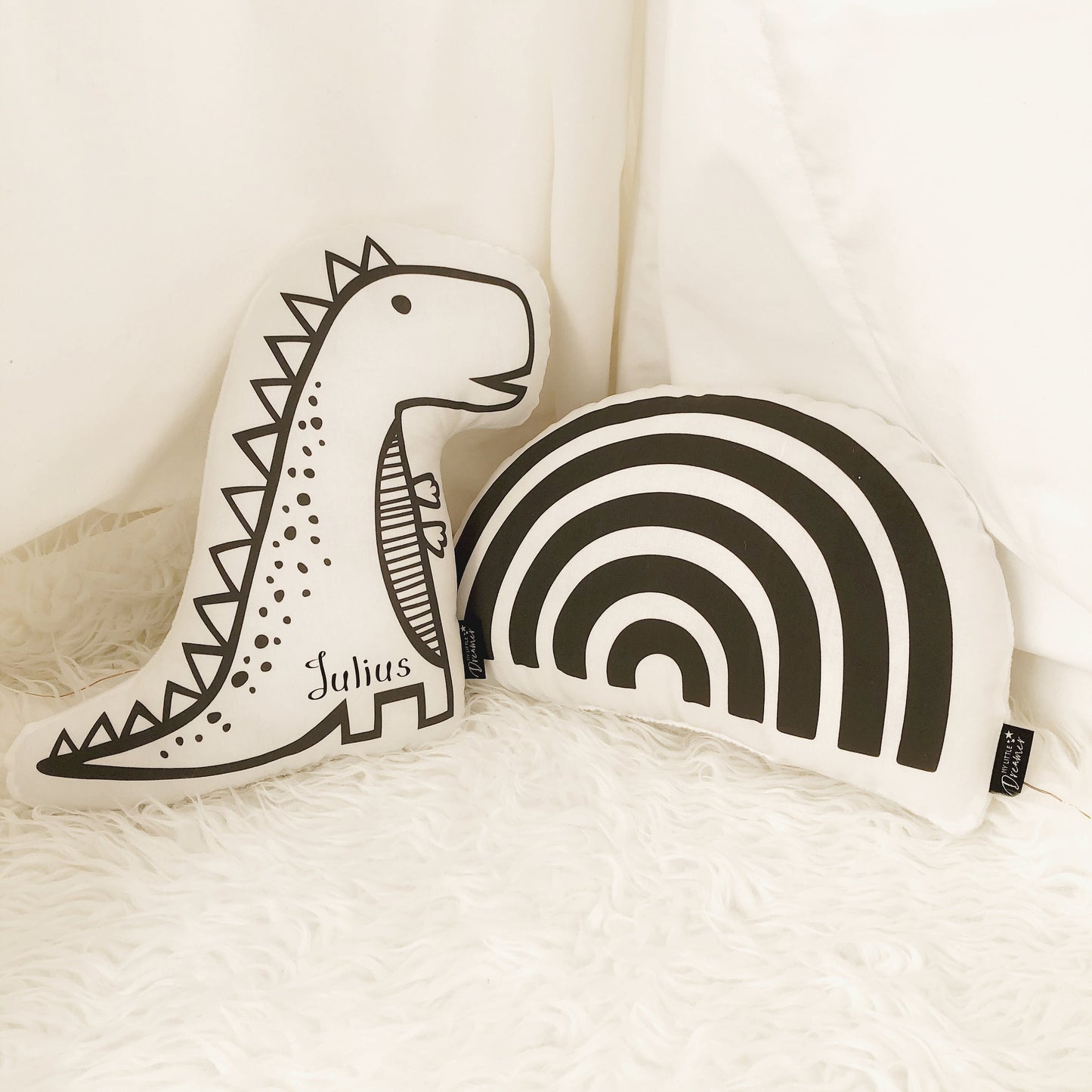 Monochrome Dinosaur - Plush Pillow