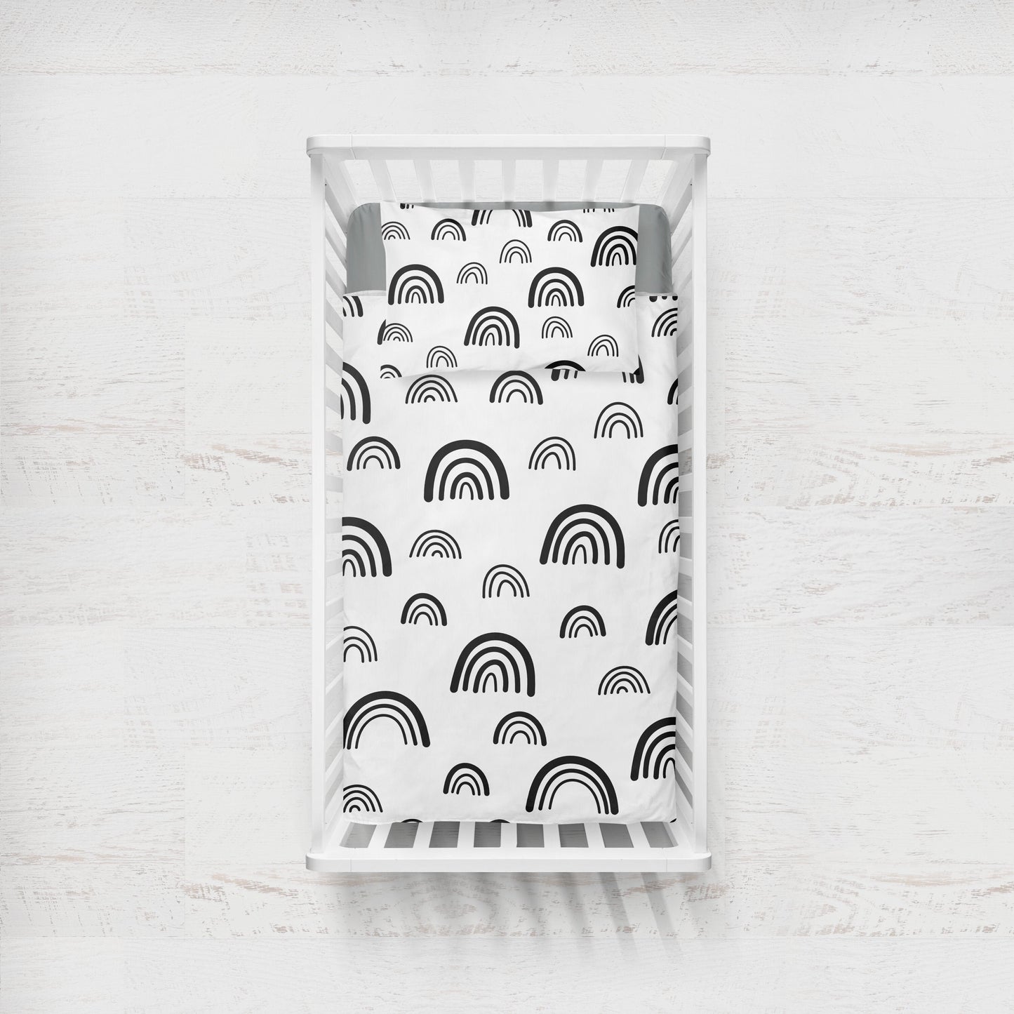 Black Rainbows and White Bedding, Monochrome Rainbows, Rainbow decor, Children's Room Decor, Rainbow Duvet Cover, Rainbow Fitted Sheets