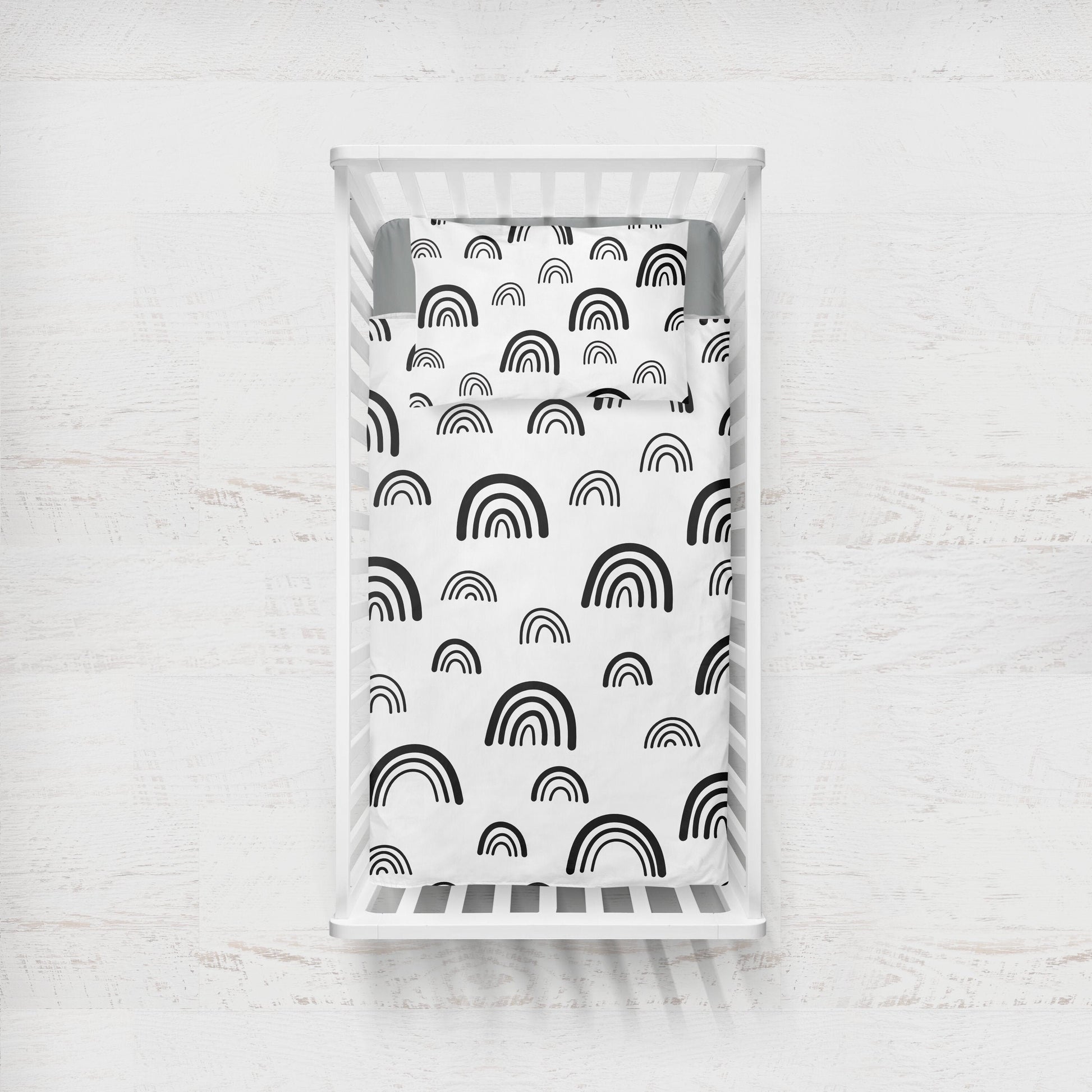 Black Rainbows and White Bedding, Monochrome Rainbows, Rainbow decor, Children's Room Decor, Rainbow Duvet Cover, Rainbow Fitted Sheets