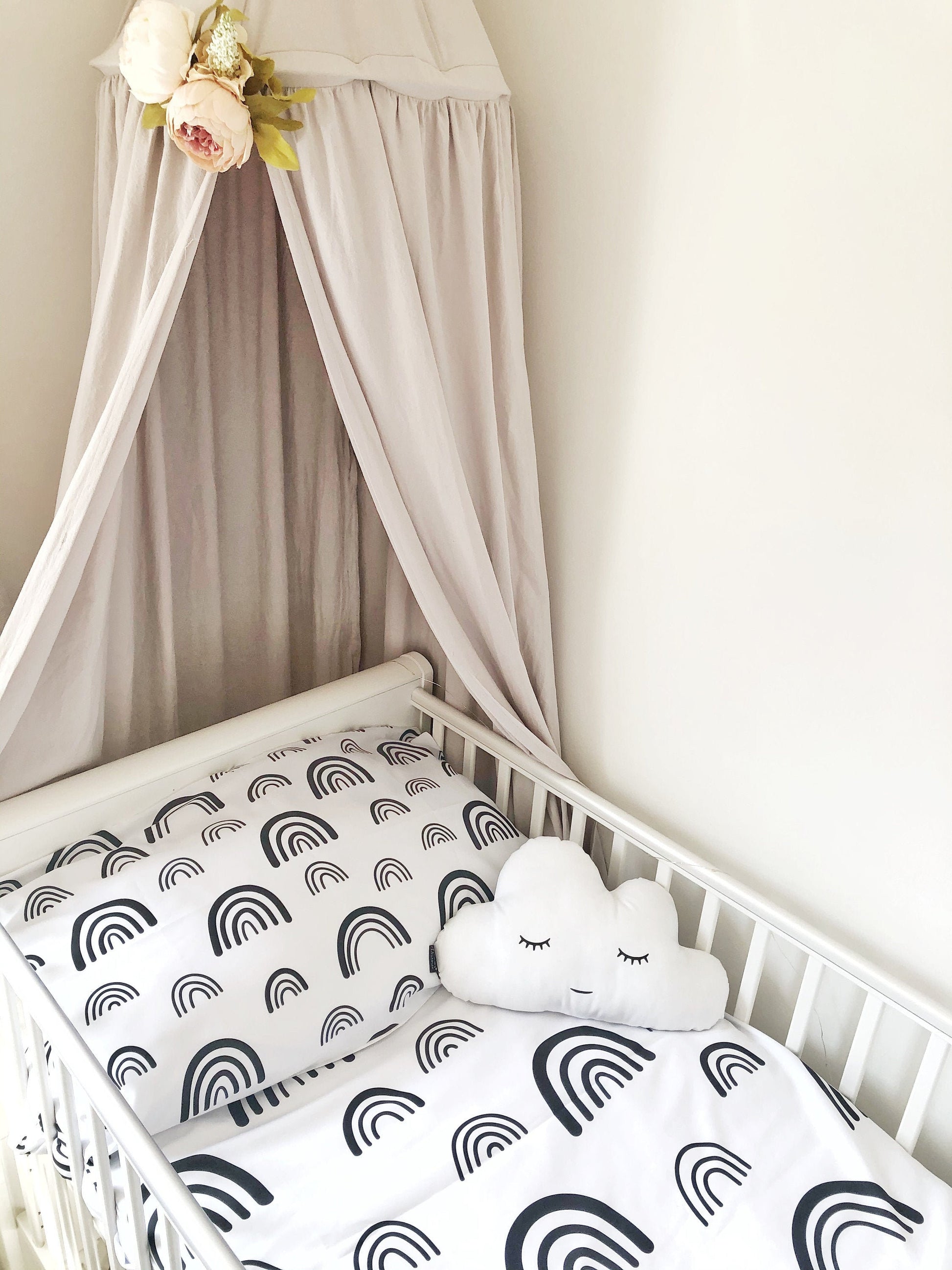 Black Rainbows and White Bedding, Monochrome Rainbows, Rainbow decor, Children's Room Decor, Rainbow Duvet Cover, Rainbow Fitted Sheets