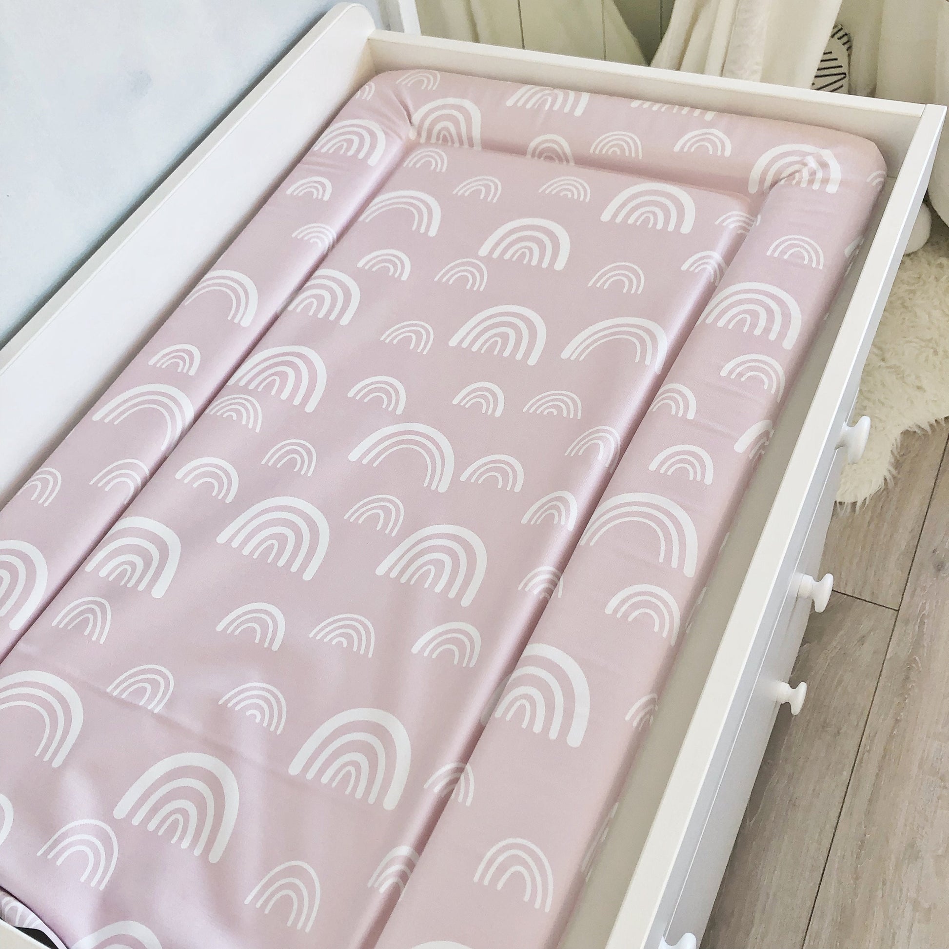 Pink & White Rainbows - Baby Changing Mat
