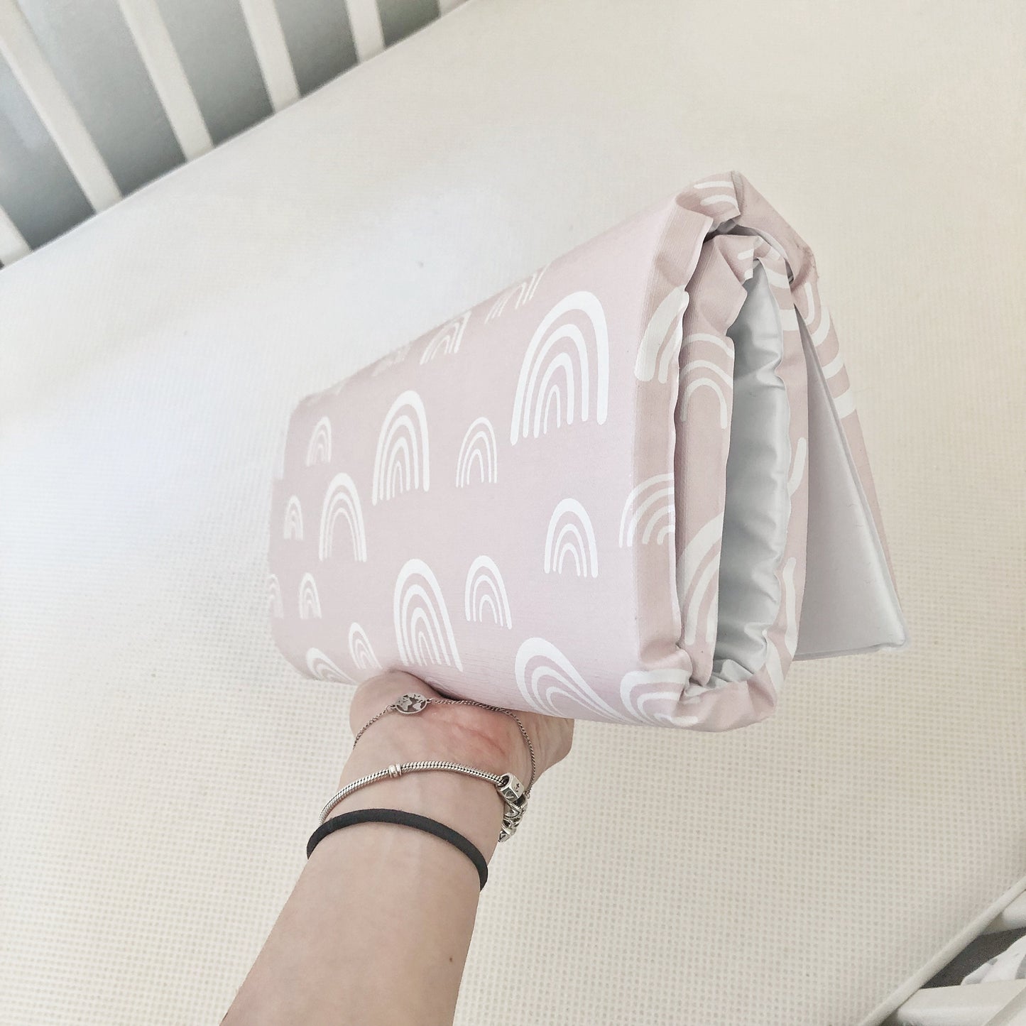 Pink & White Rainbows - Baby Changing Mat