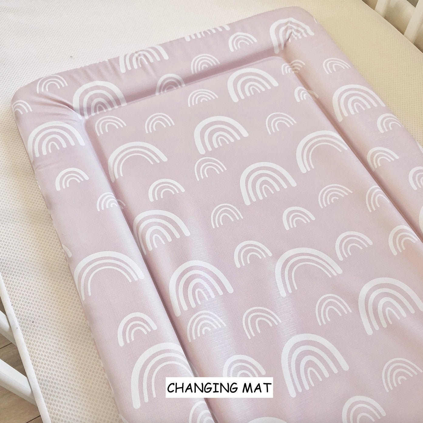 Pink & White Rainbows - Baby Changing Mat