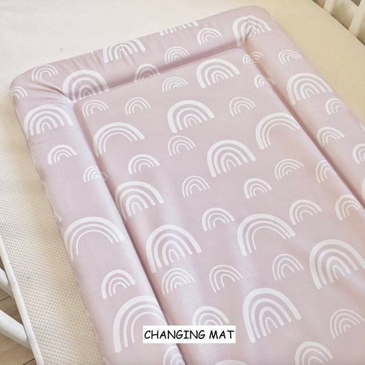 Pink & White Rainbows - Baby Changing Mat