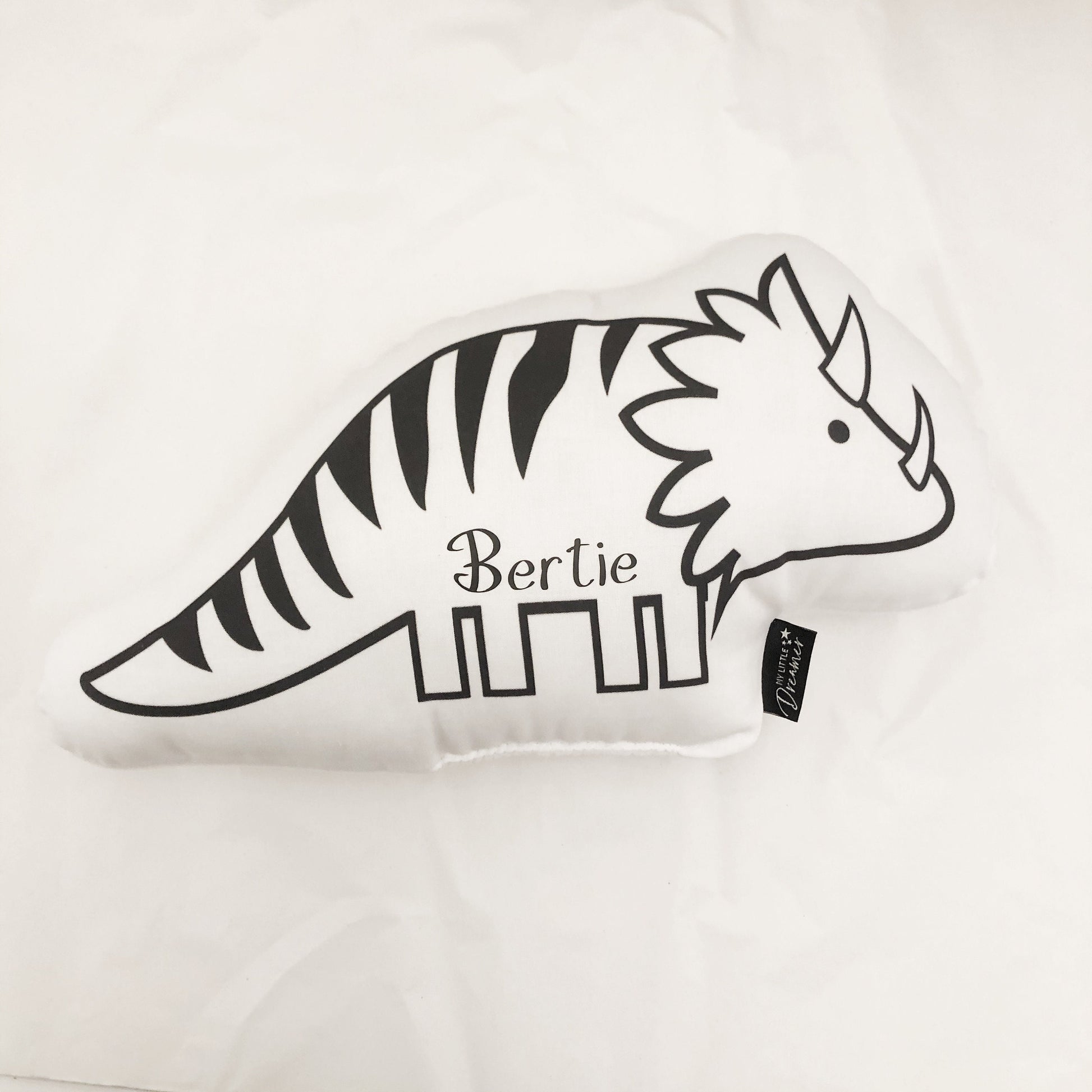 Monochrome Triceratops Dinosaur - Plush Pillow