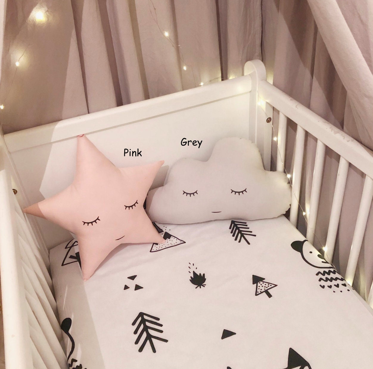 Sleepy Star, Moon, Cloud - Plush Pillow