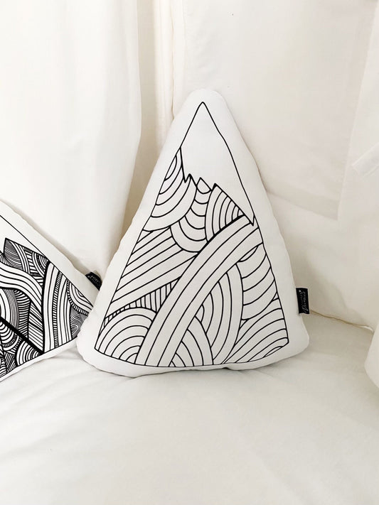 Large Line Art Mountain - Plush Pillow