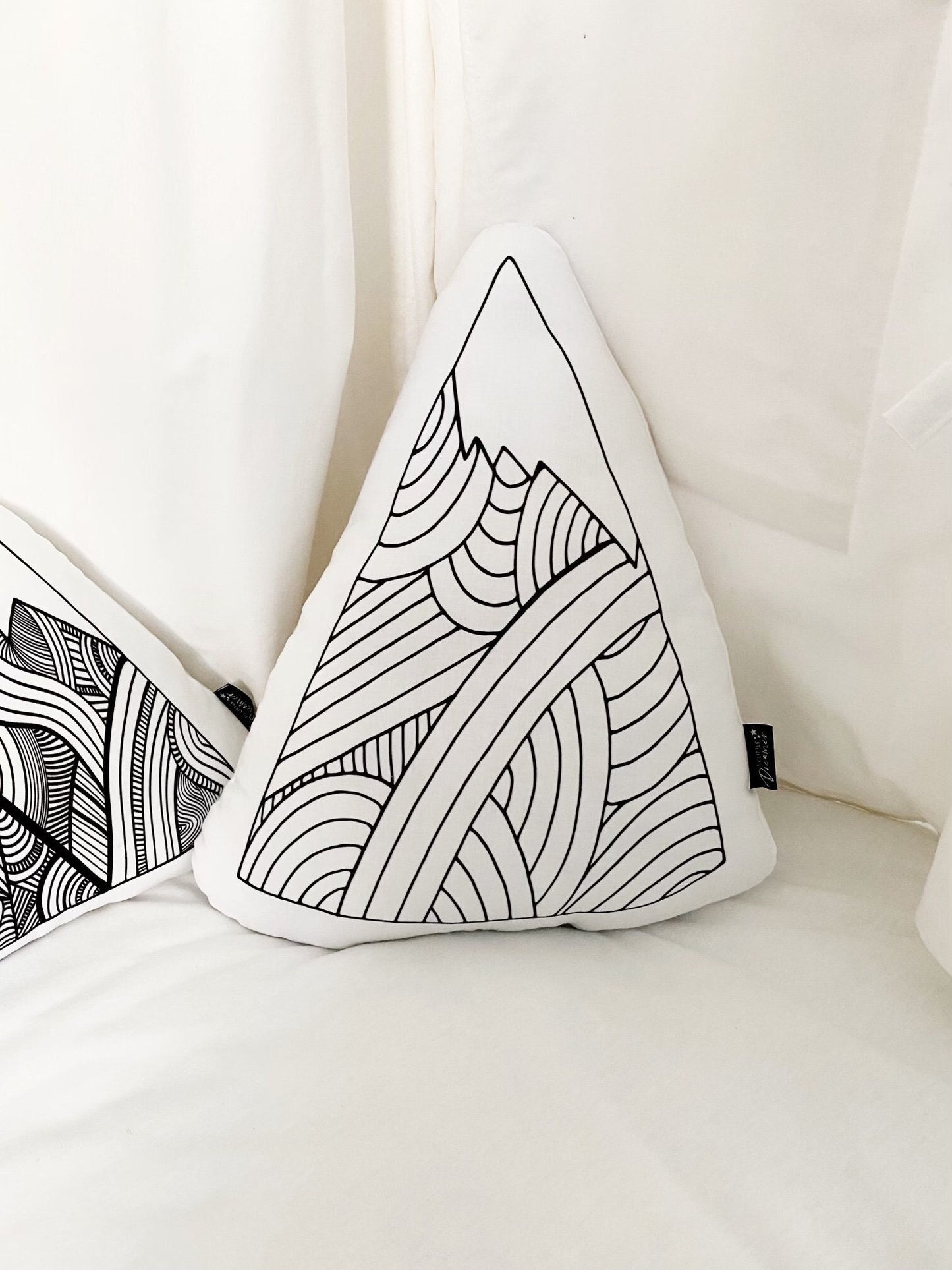 Large Line Art Mountain - Plush Pillow