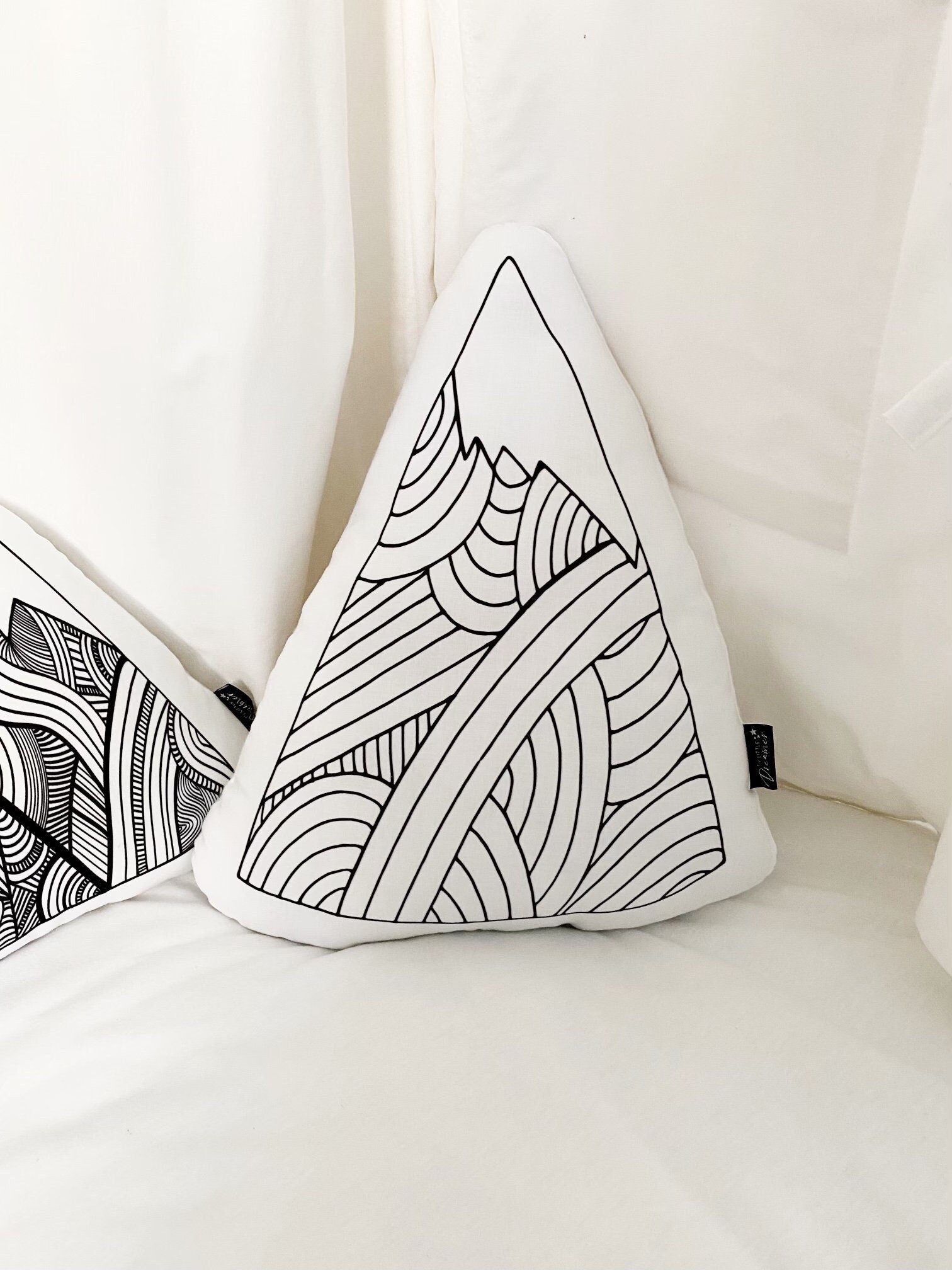 Large Line Art Mountain - Plush Pillow