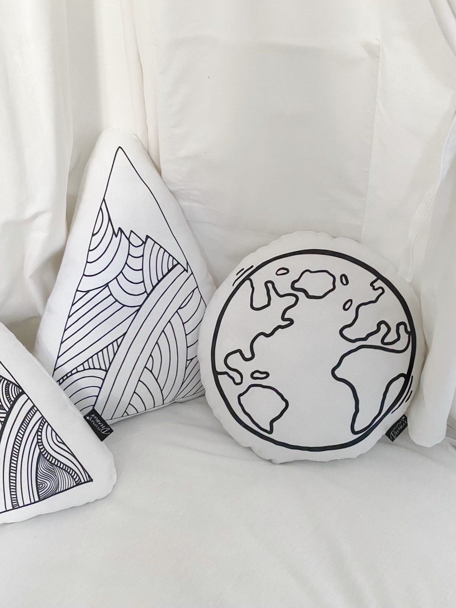 Large Line Art Mountain - Plush Pillow