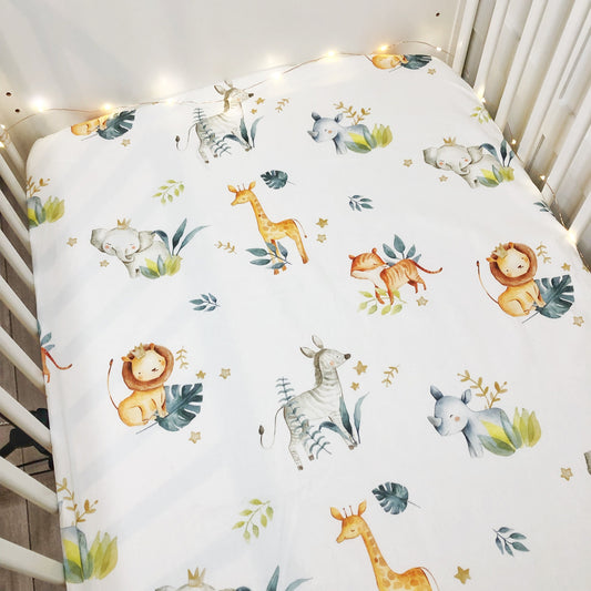 Watercolour Leaf Animal Safari Bedding, Duvet Covers, Fitted Sheets, Safari Bedding, Animal Decor, Kids Bedding, Safari Animal Bedding