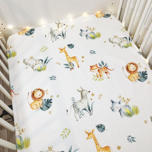 Watercolour Safari Animals (with Leaves) - Bedding