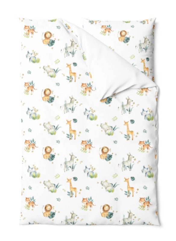 Watercolour Leaf Animal Safari Bedding, Duvet Covers, Fitted Sheets, Safari Bedding, Animal Decor, Kids Bedding, Safari Animal Bedding