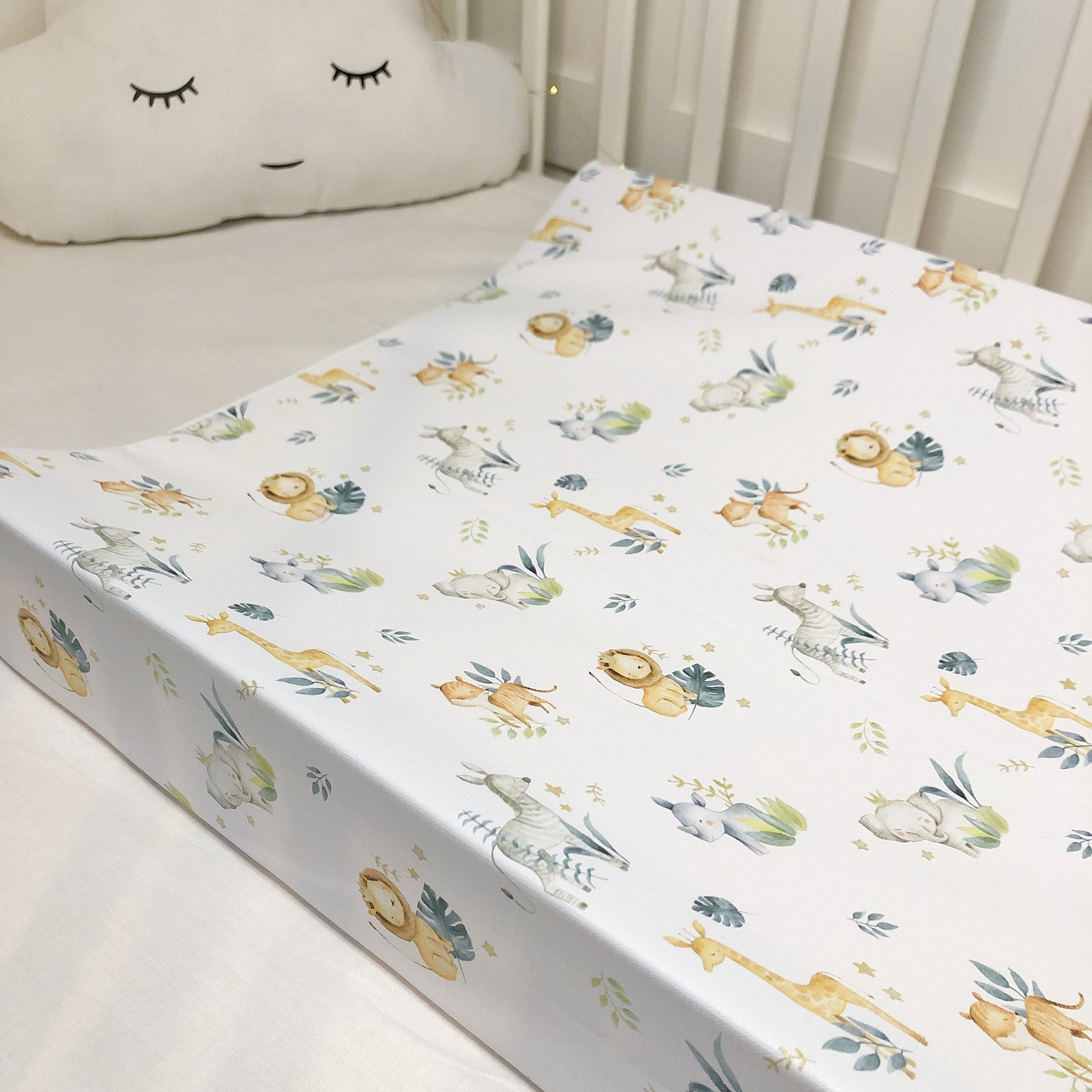 Safari Animals (with Leaves) - Baby Changing Mat