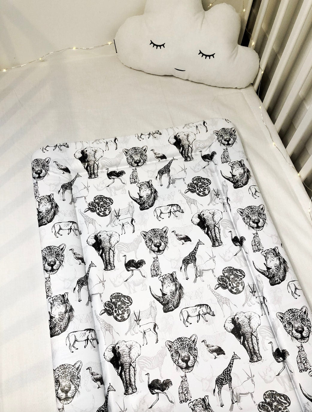Monochrome Safari - Baby Changing Mat
