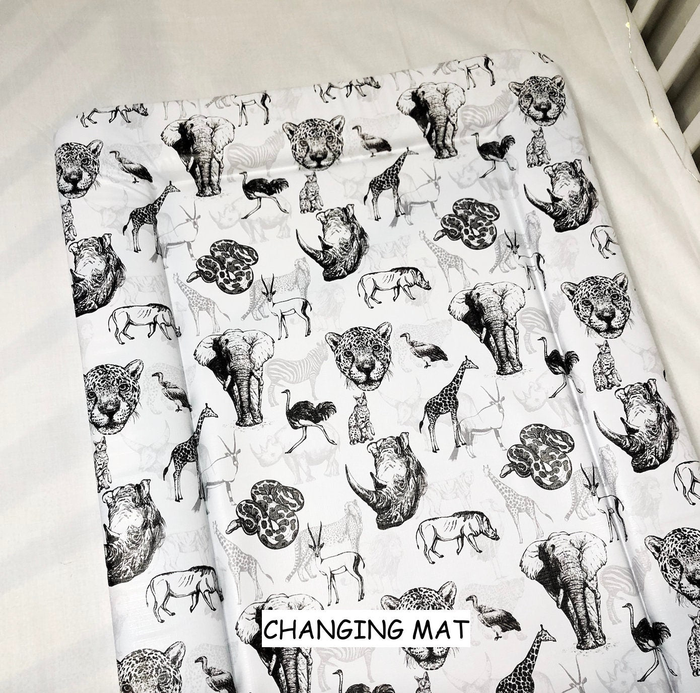 Monochrome Safari - Baby Changing Mat