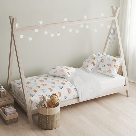 Watercolour Rainbow Bedding, Duvet Covers, Fitted Sheets, Rainbow Bedding, Colourful Rainbows, Children's Room Decor, Kids and Baby Bedding