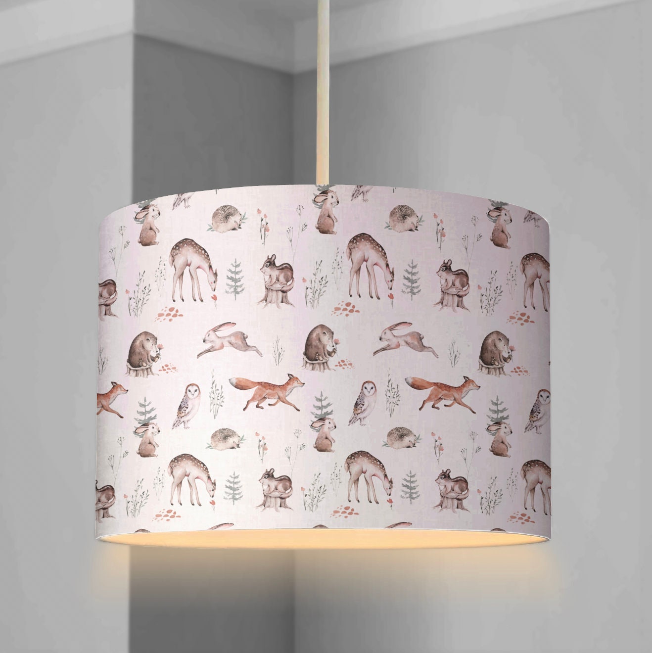 Woodland Hedgehog, Foxes and Deers - Lampshade