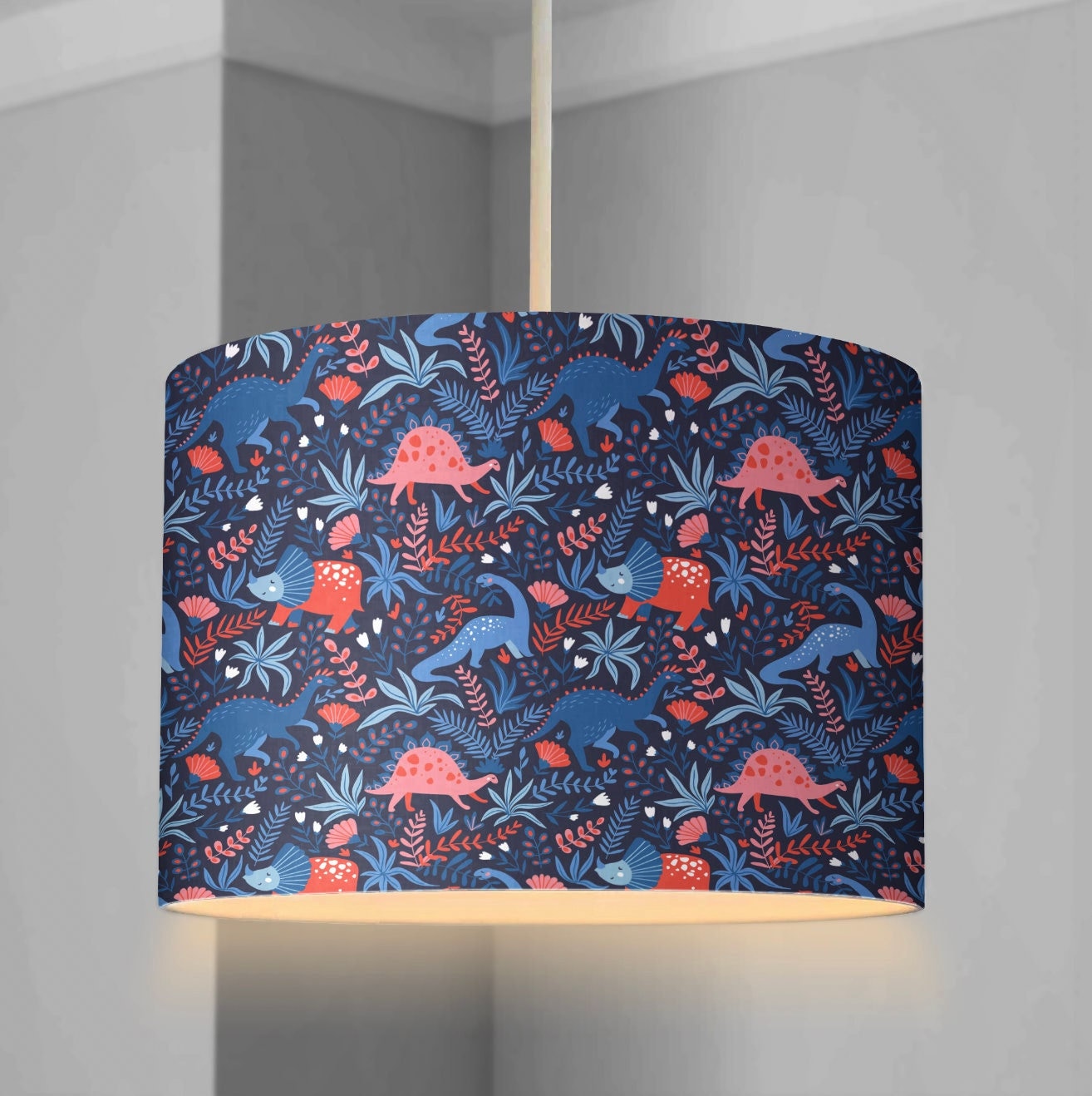 Dinosaurs, Pink & Blue - Lampshade