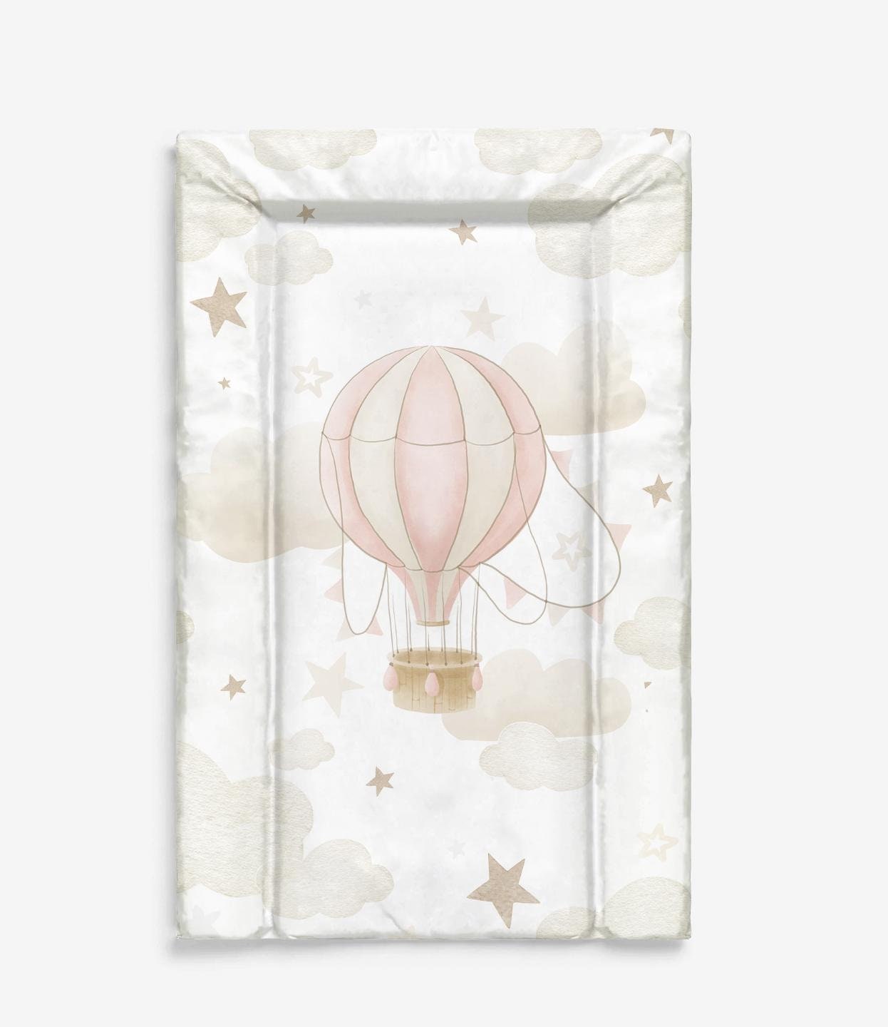 Single Hot Air Balloon, Pink and Beige - Baby Changing Mat